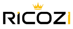 Ricozi logo with a crown on a white background